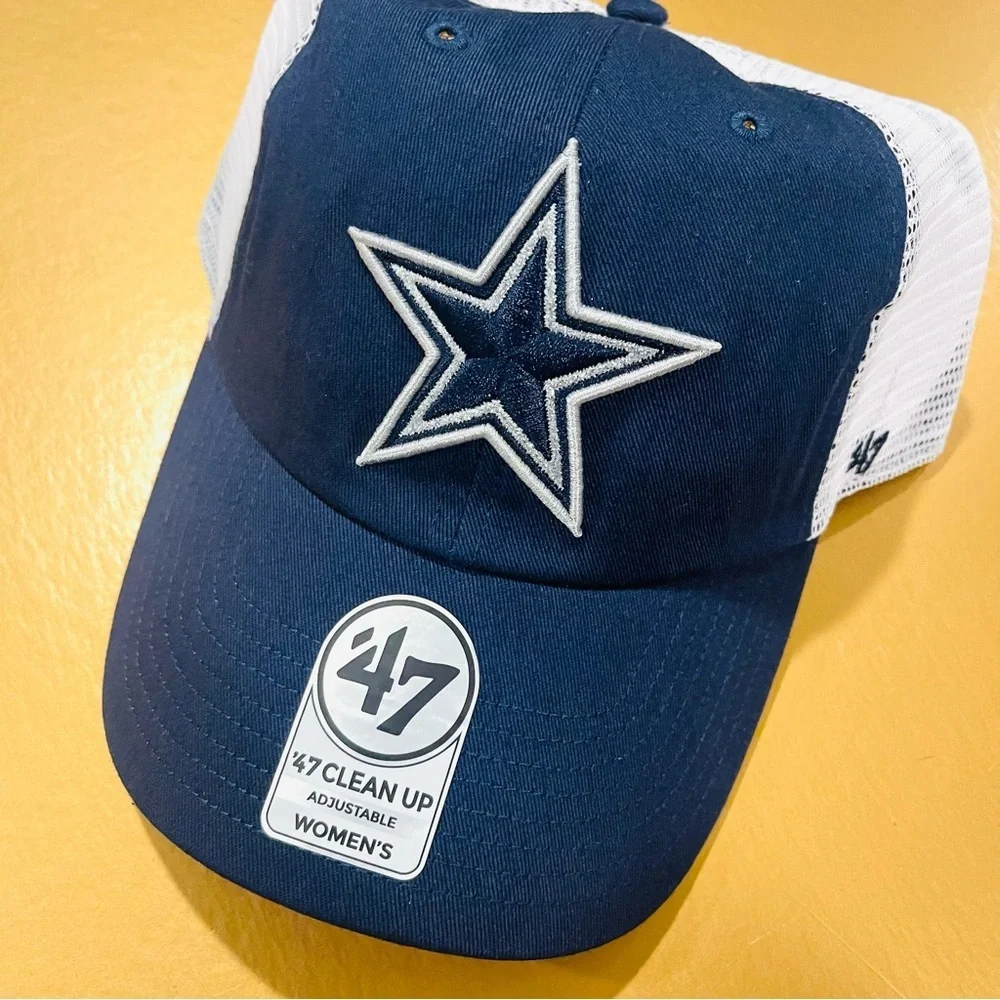 '47 Clean Up NFL Dallas Cowboys Women’s SnapBack Trucker White Blue Cap Hat NEW